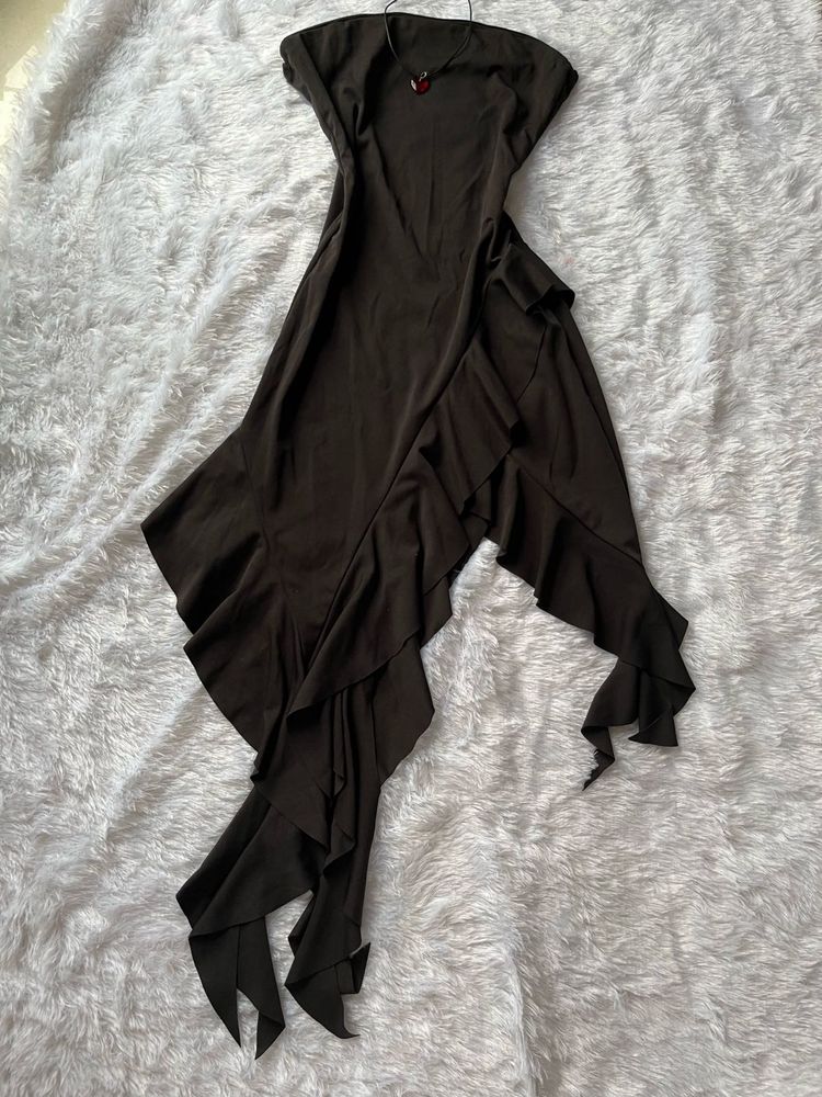 Black Ruffle Bodycon Dress