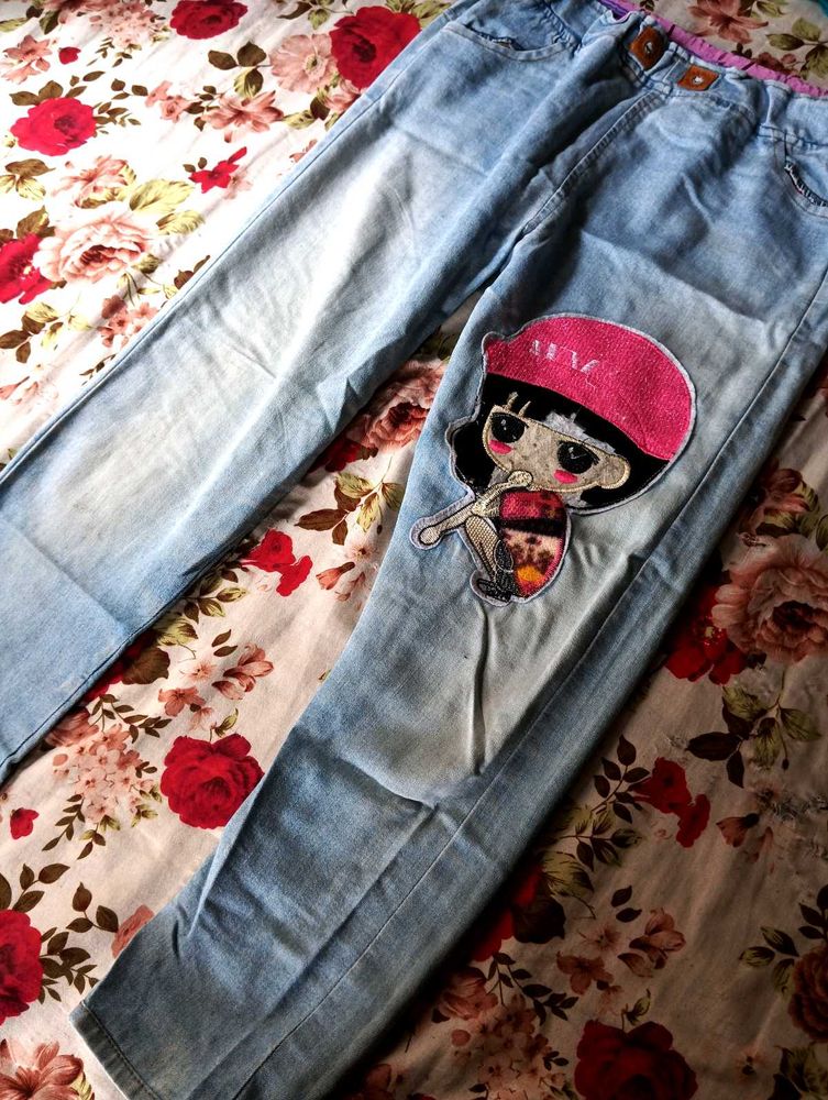 Cartoon Patch Jeans