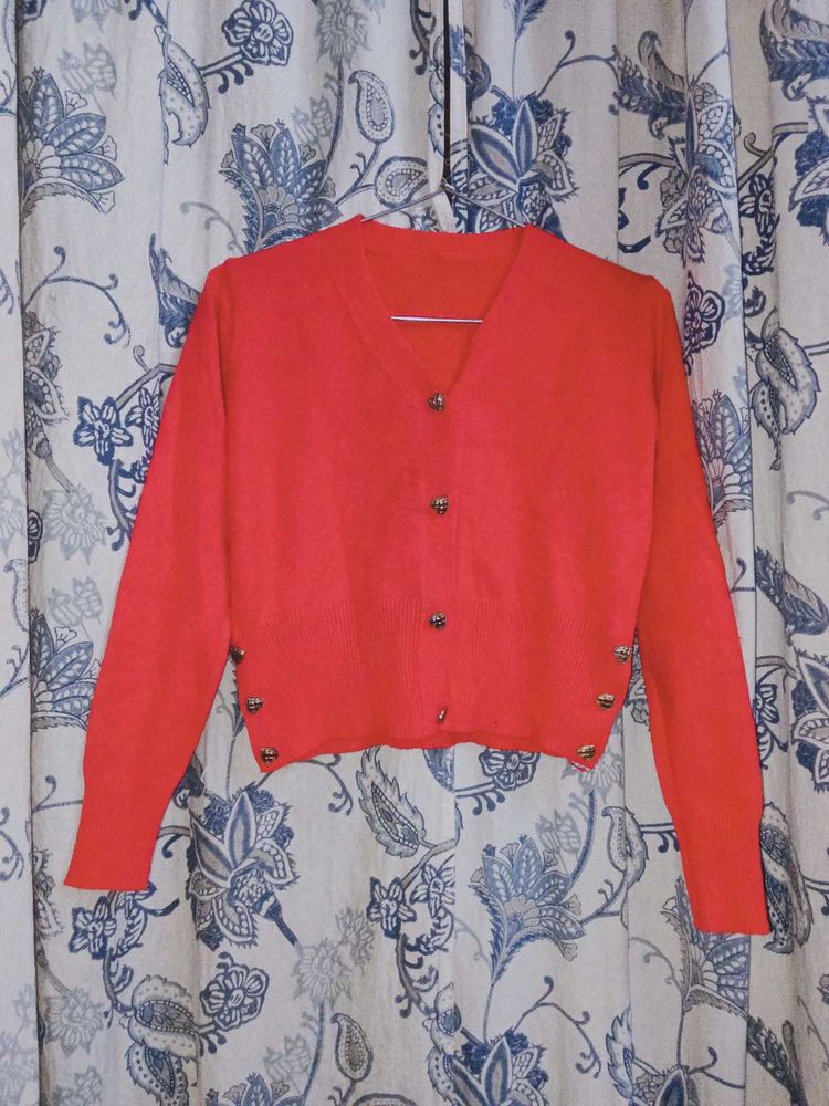 Red Sweetheart Knit Cardigan