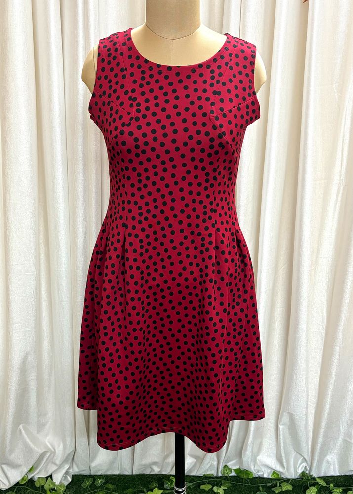 Red Polka Dot Fit &amp; Flare Dress