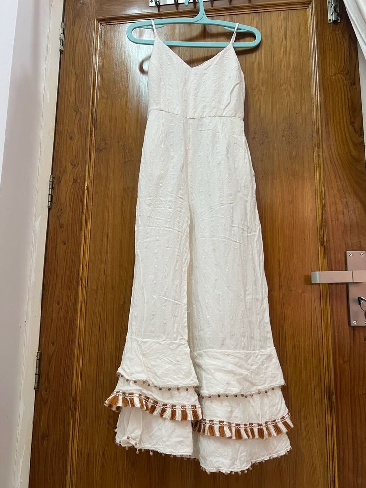 Off White Cotton Jumpsuit