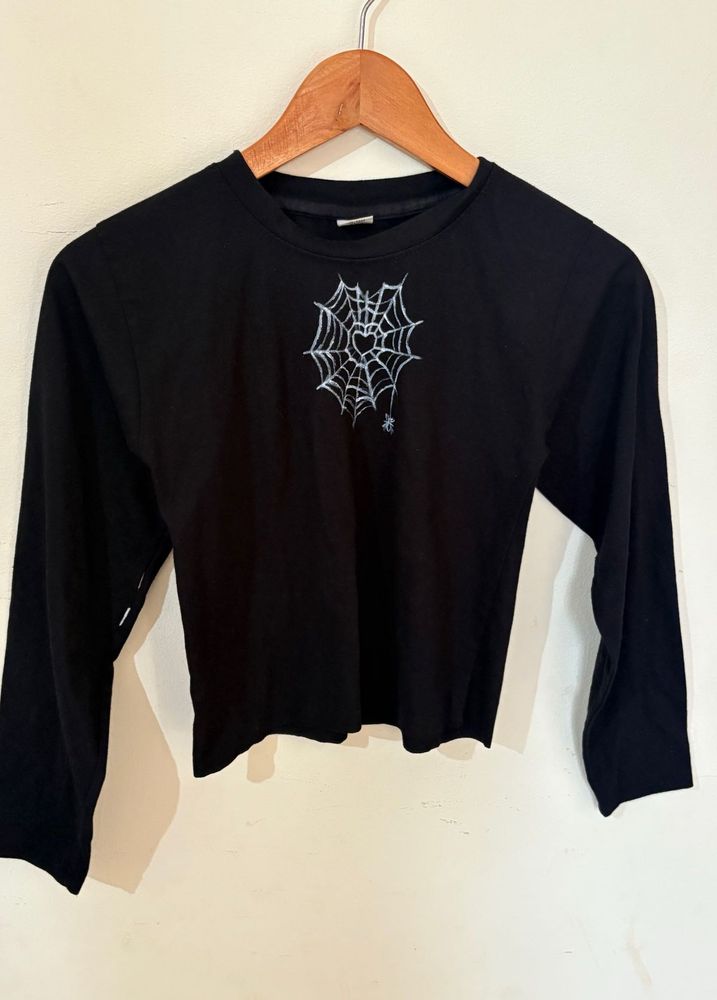 Black Spiderweb Long Sleeve Tee