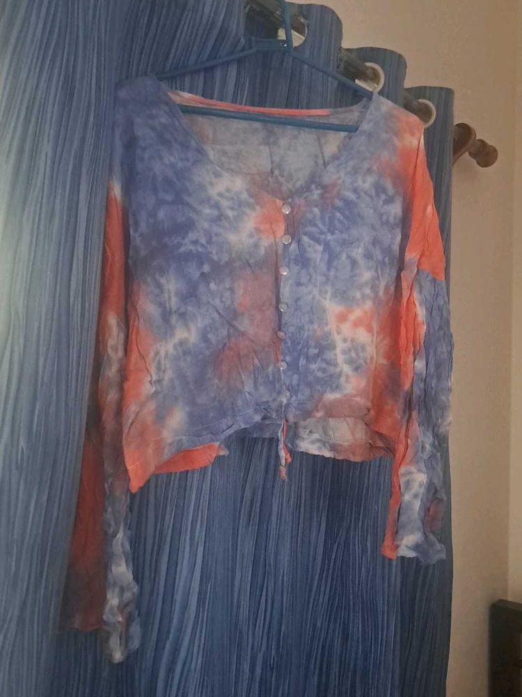 Tie-Dye Button-Up Top