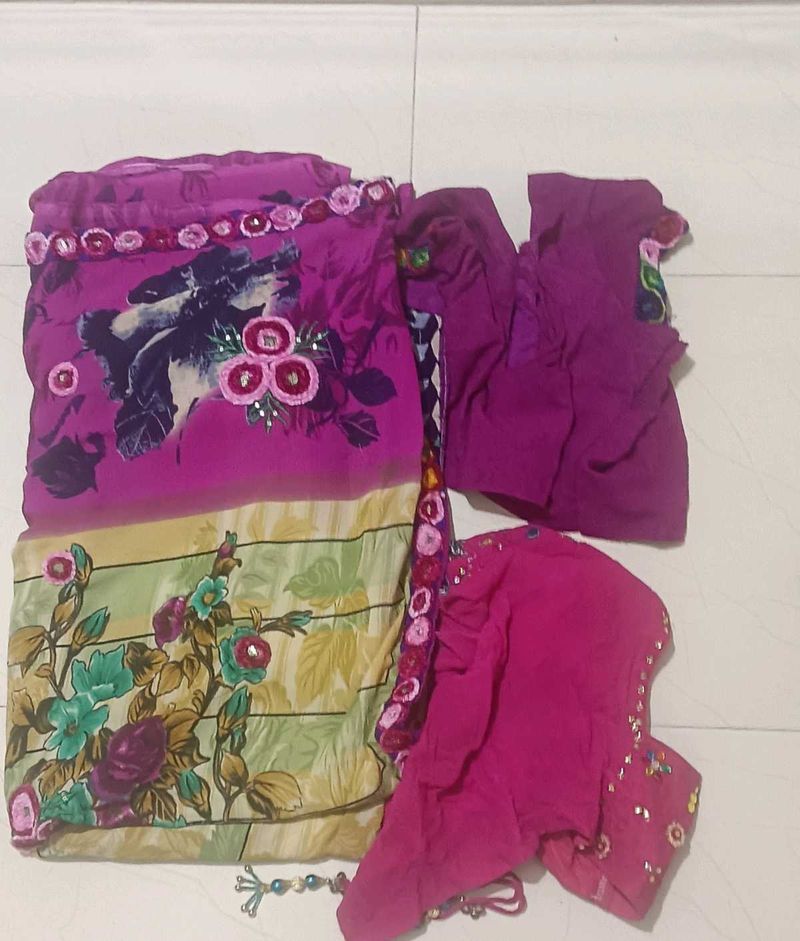 Beautiful Unstitched Saree With Blouse 35 Inch