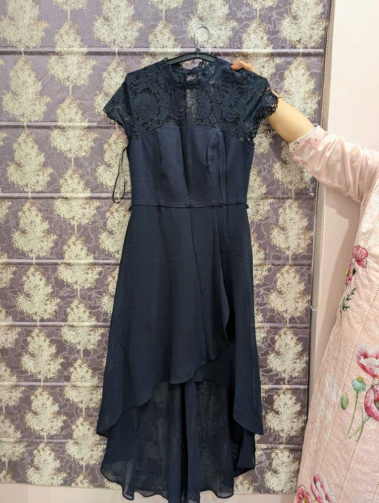 Elegant Navy Lace Dress