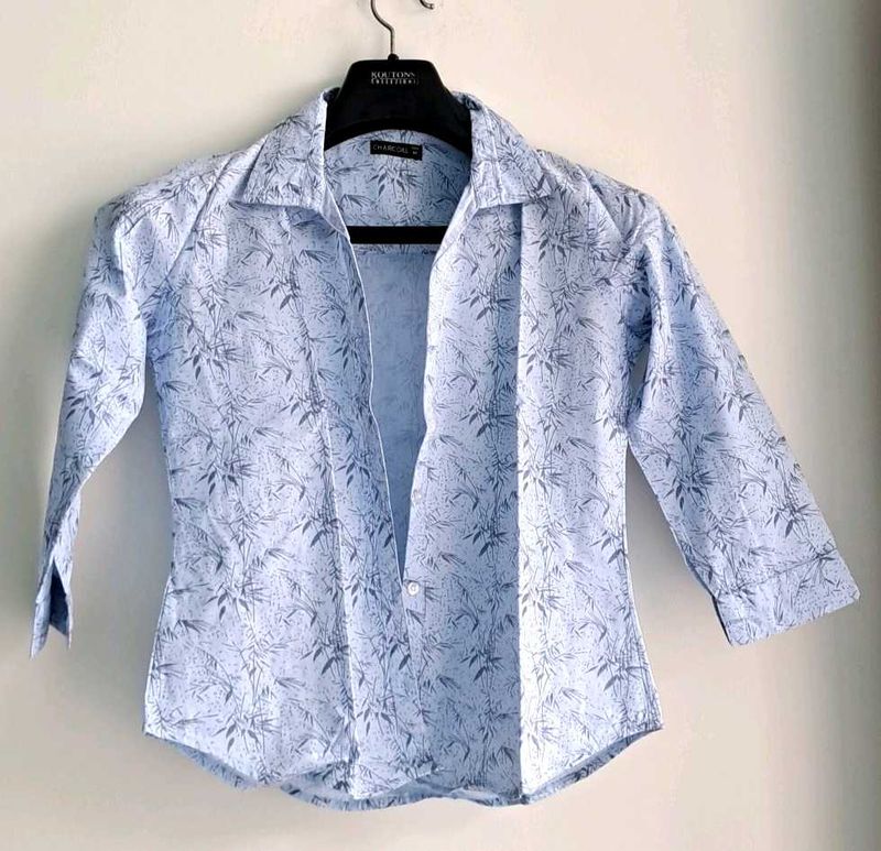Elegant Sky Blue Printed Shirt