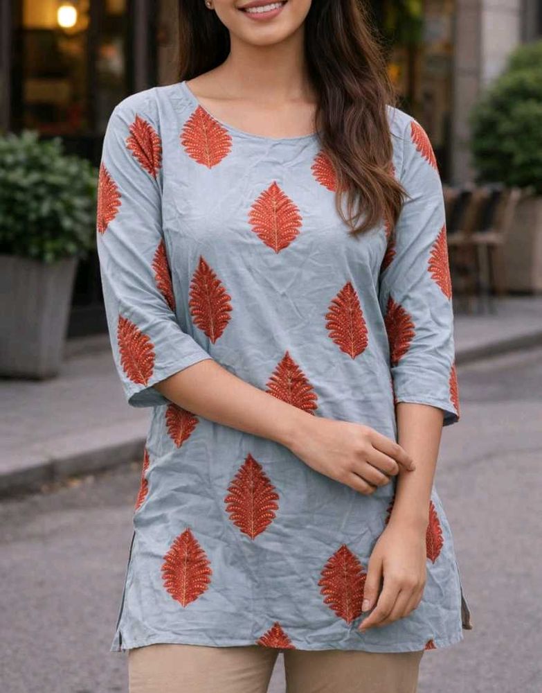 Stylish Leaf Print Kurti