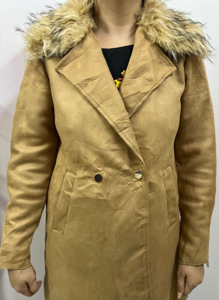 Fur Collar Trench Coat