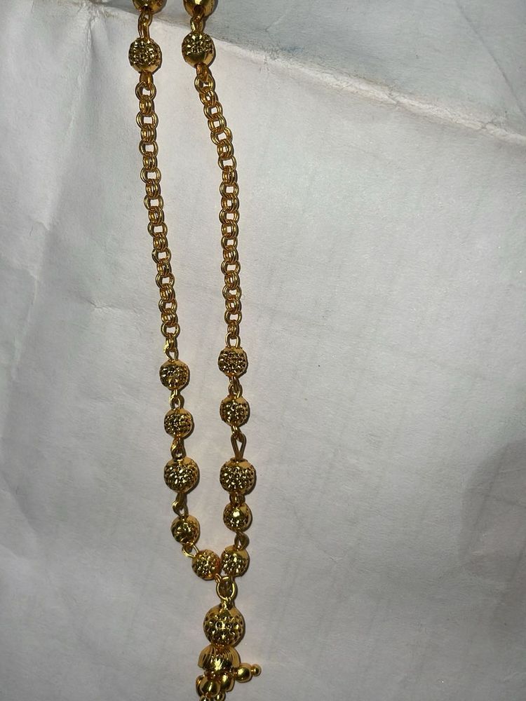 Gold Beaded Charm Necklace