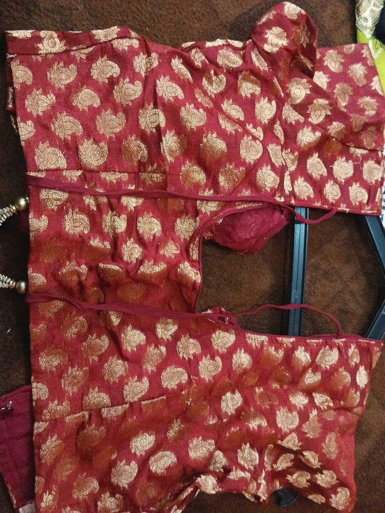 Red &amp; Gold Brocade Blouse