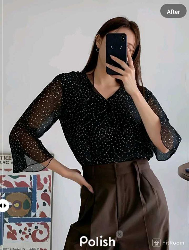 New With Tag Korean Polka Dotted Baggy Top