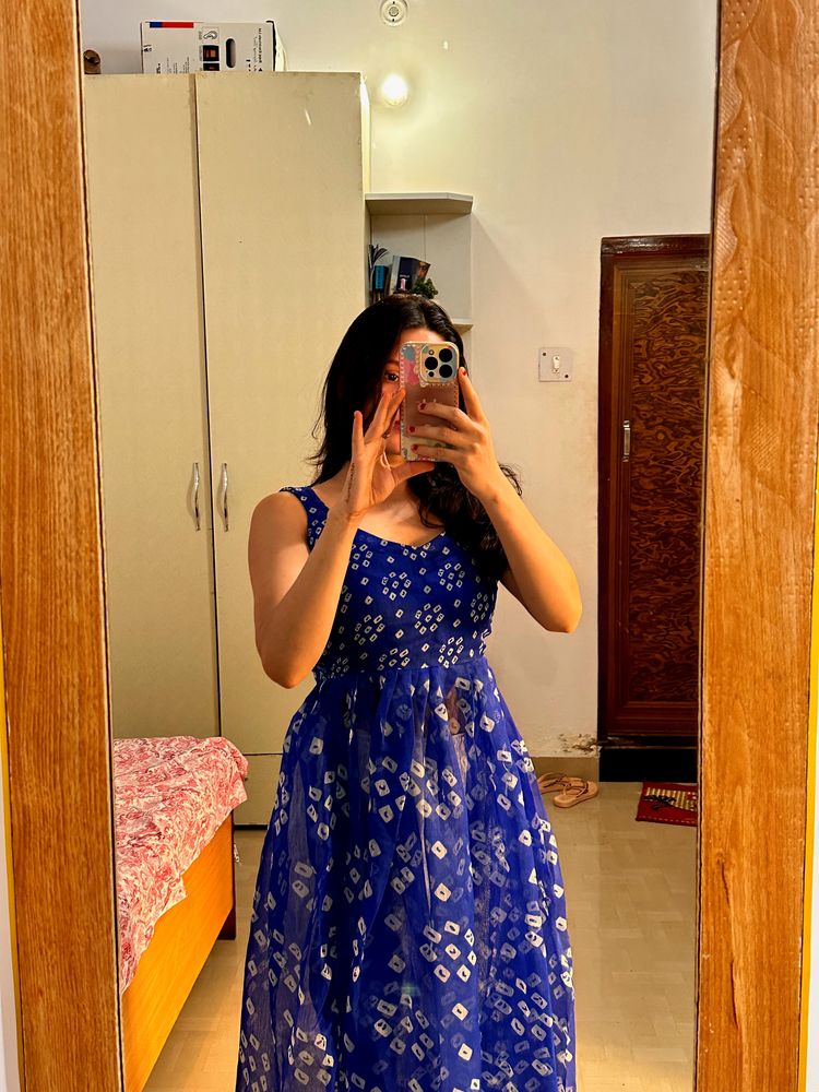 New Handmade Blue Anarkali