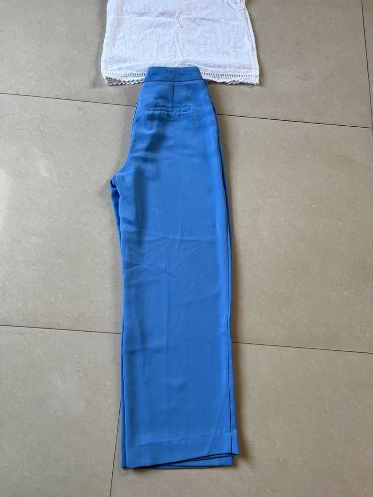 Blue High-Waisted Trousers