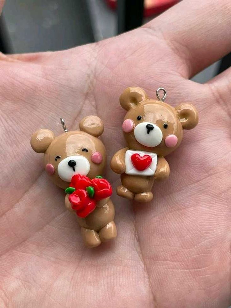 Cute Teddy Bear Clay Charms