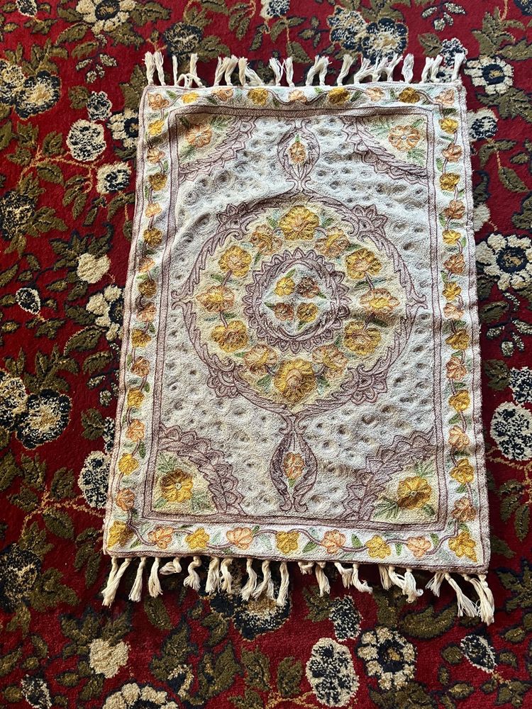 Vintage Floral Embroidered Wall Hanging