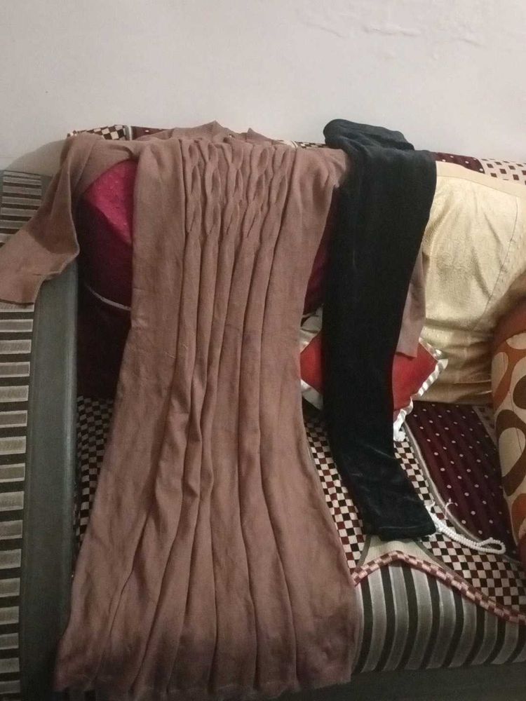 Velvet Pant Wih Woolen Long Middi