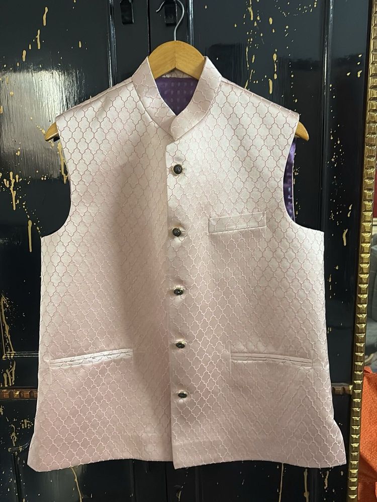 Elegant Pink Brocade Waistcoat