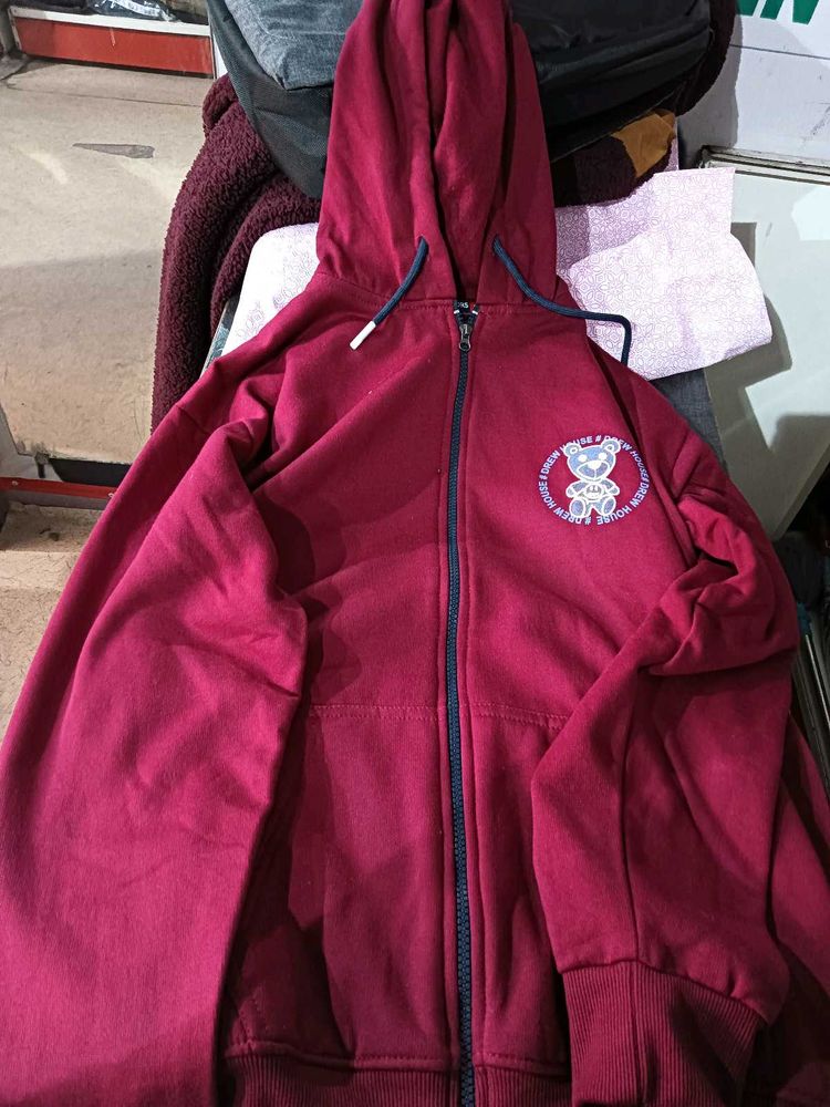 Burgundy Zip-Up Hoodie
