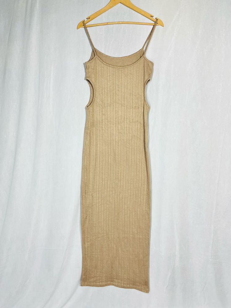 Tan Bodycon Midi Dress