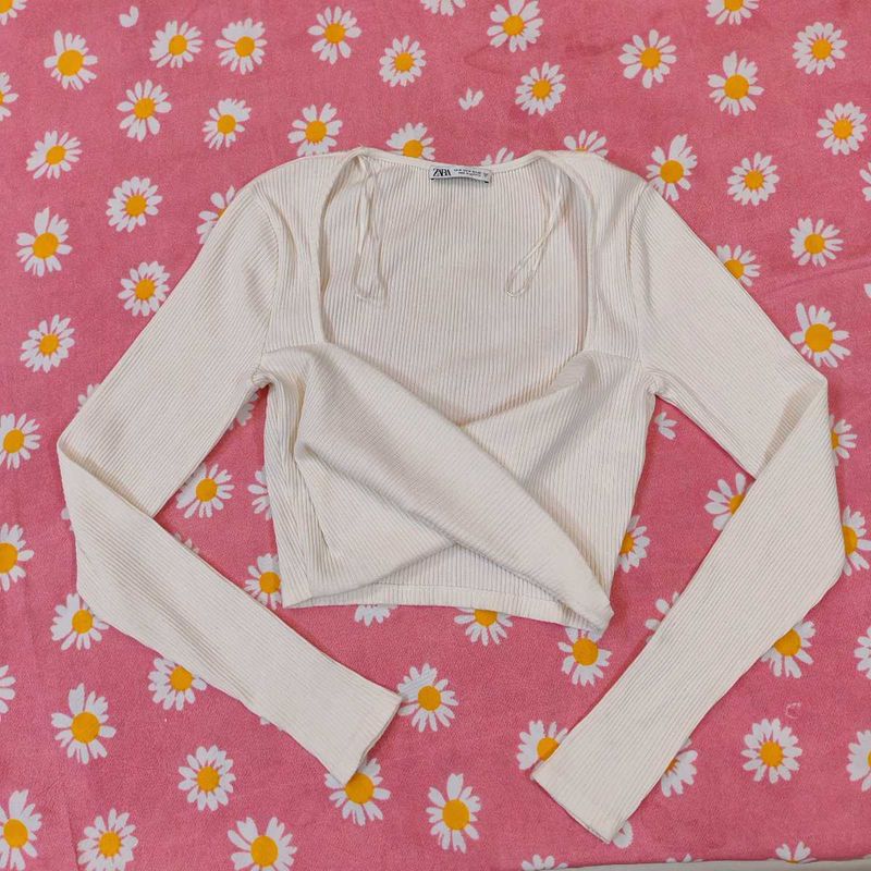 ZARA White Ribbed Top ✨