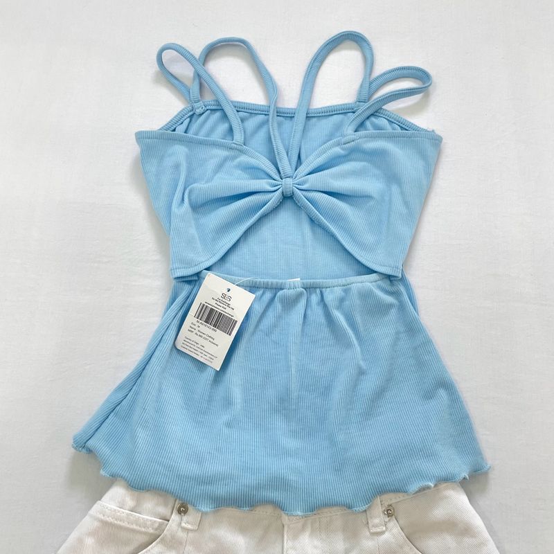 Style Back Baby Blue Bow Top