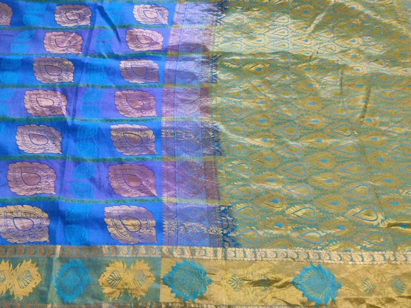Blue and green Silk Saree