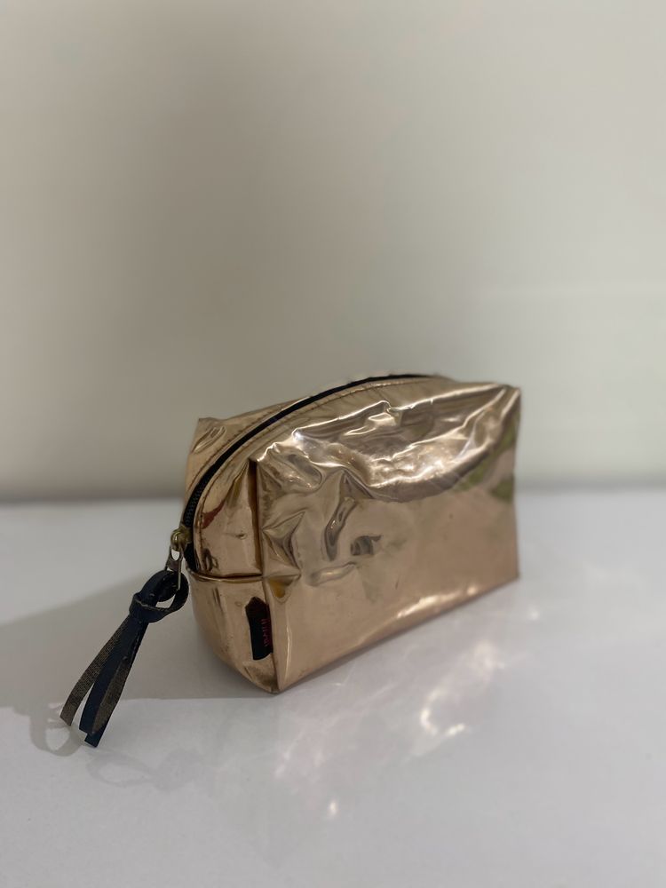 Metallic Pink Makeup Pouch