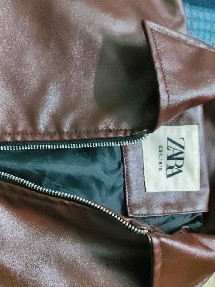 Zara Brown Faux Leather Jacket