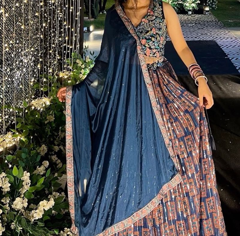 pretty navy lehenga