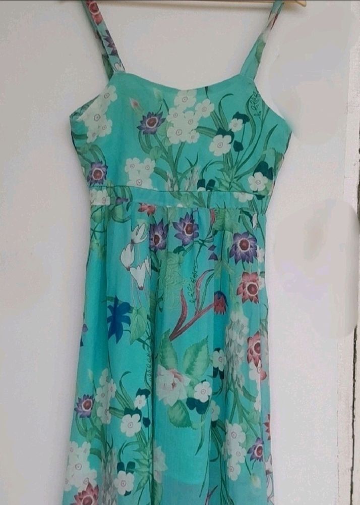Elegant Green Floral Dress
