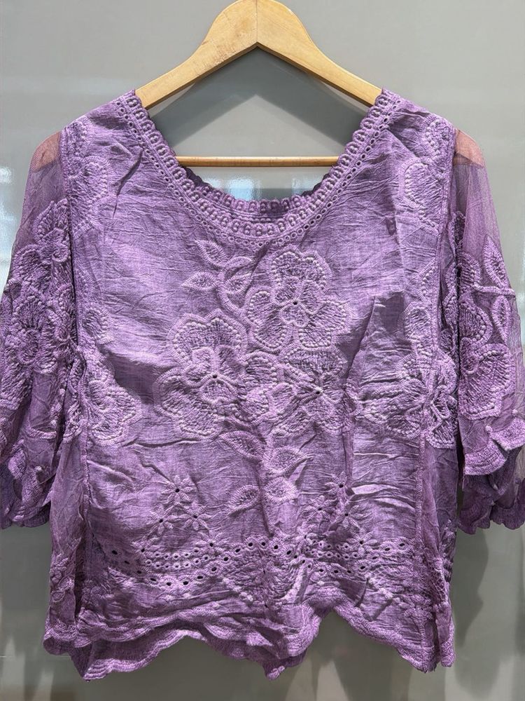 Embroidered Lavender Blouse