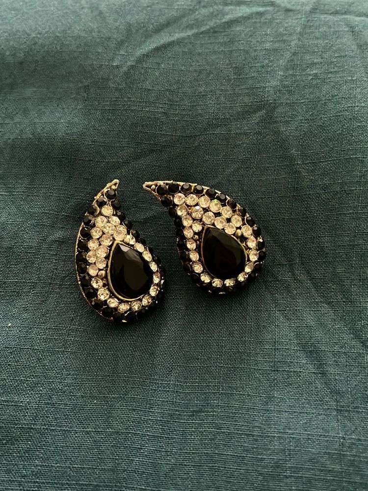 Paisley Rhinestone Clip-On Earrings
