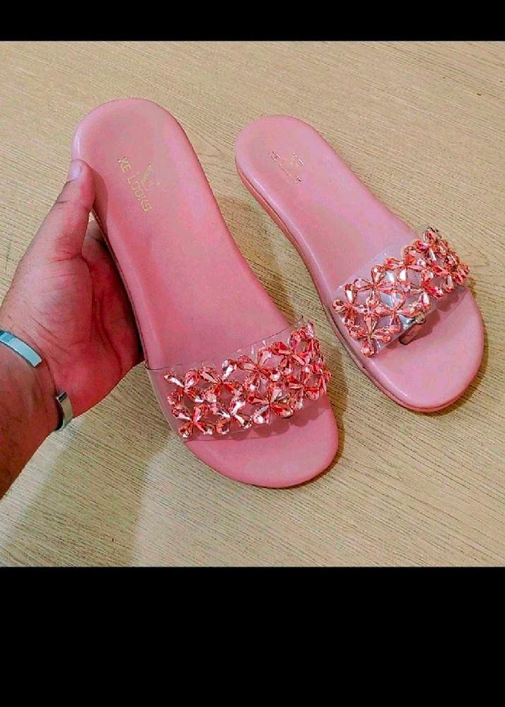 Pink Embellished Flats