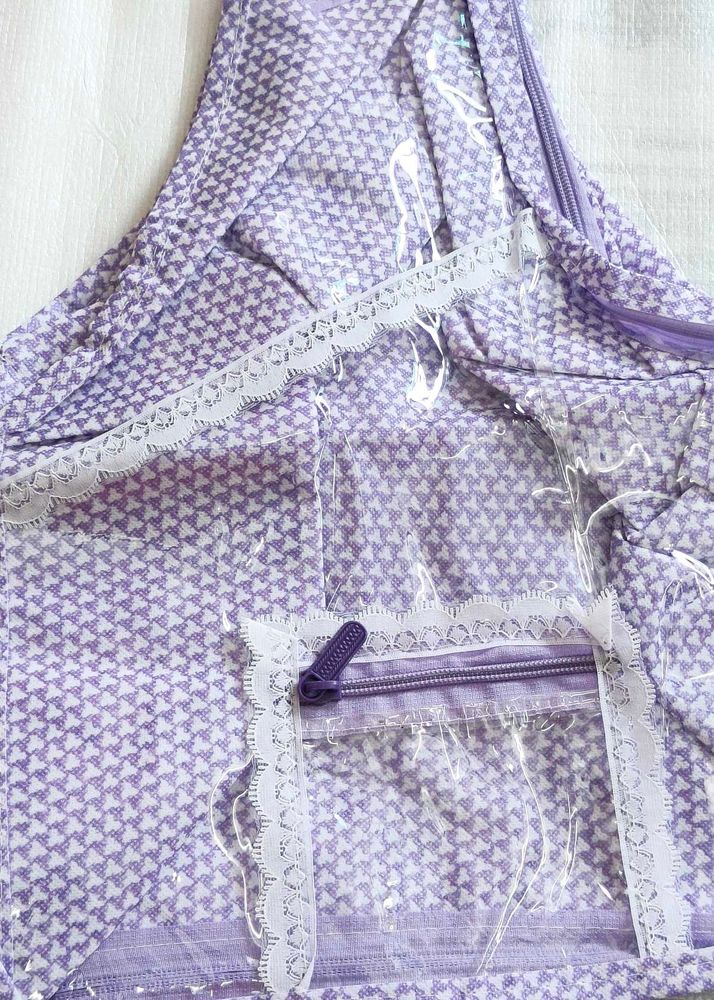 Premium Transparent Saree Organizer – Lavender Che