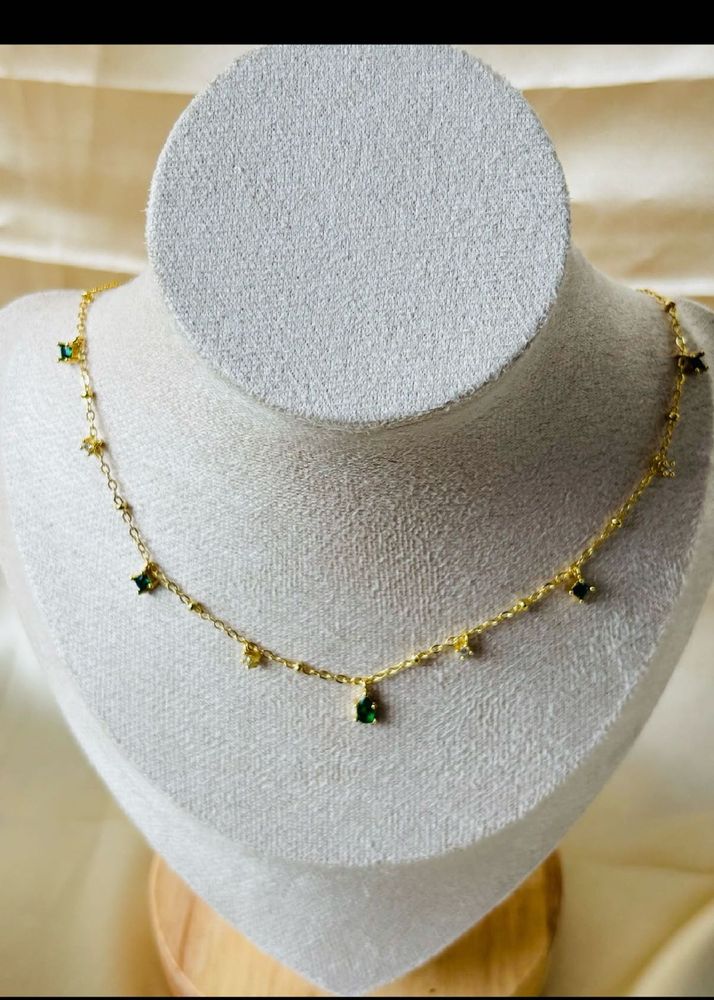 Laila Greenstone Dainty necklace Anti-tarnish