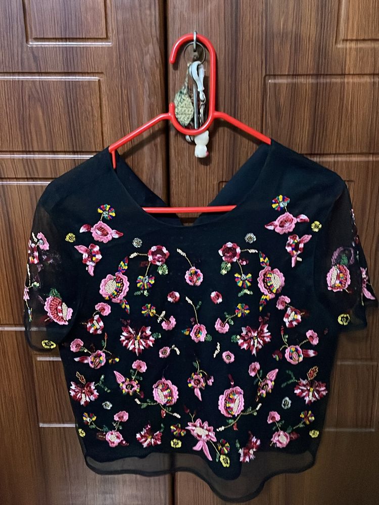 Black Embroidered Top