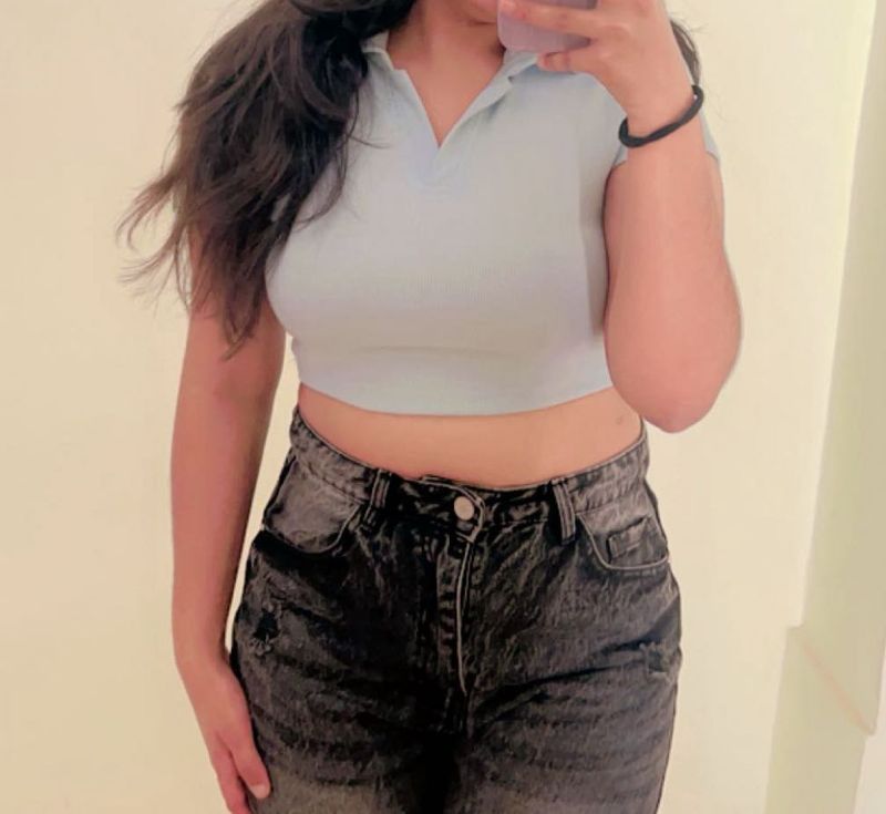 Cute Light Blue Crop Top