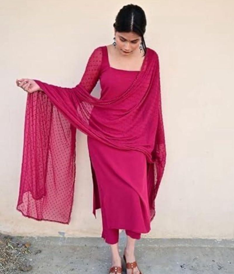 Pink georgette Kurta net, full sleep