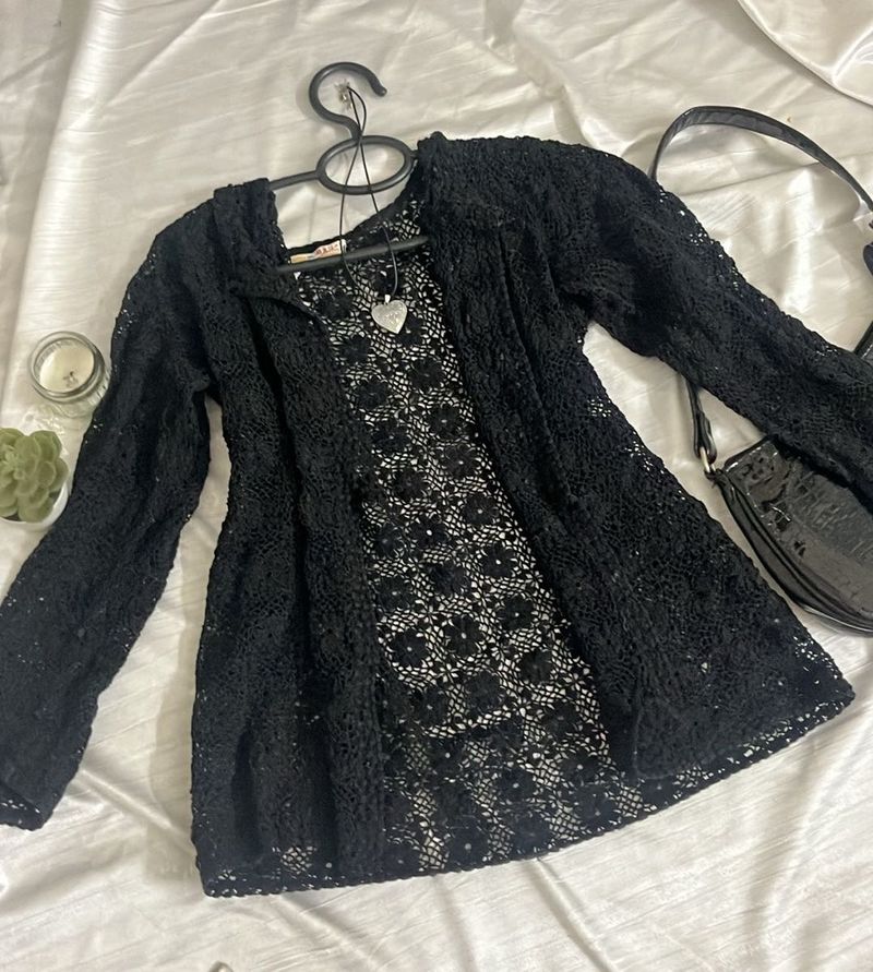Lace Black Cardigan