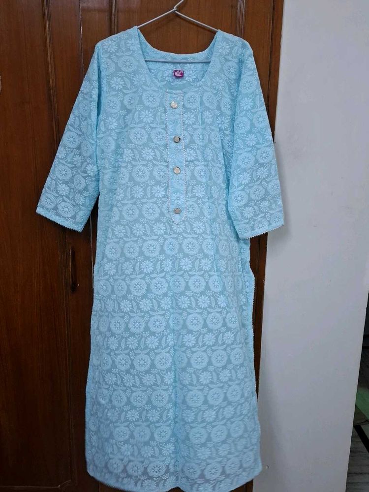 Light Blue Chikankari Kurti