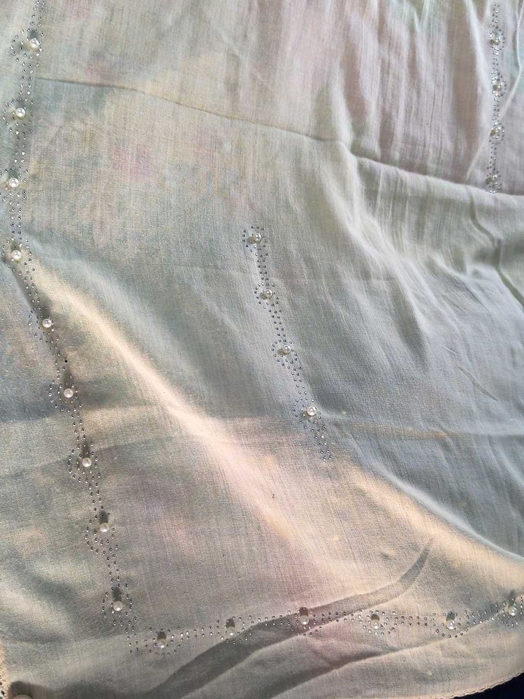 Off White Stole With Bead Work