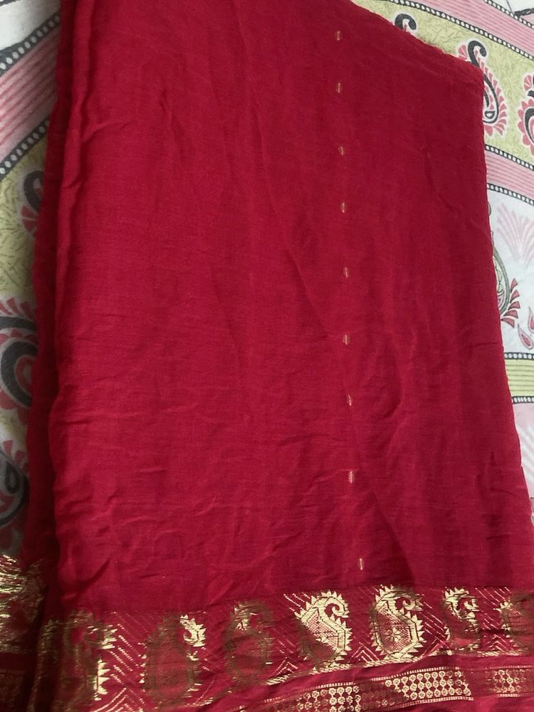 Red &amp; Gold Saree
