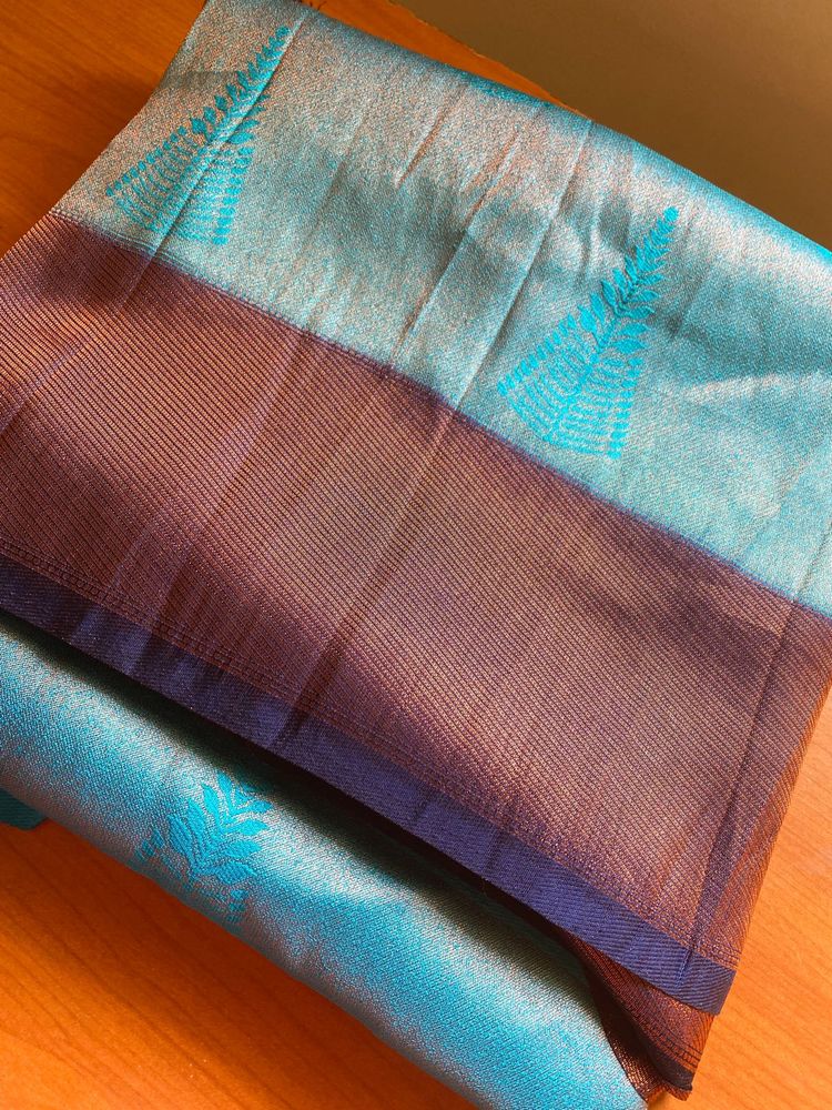 🩵Blue &amp; Brown Silk Saree🩵
