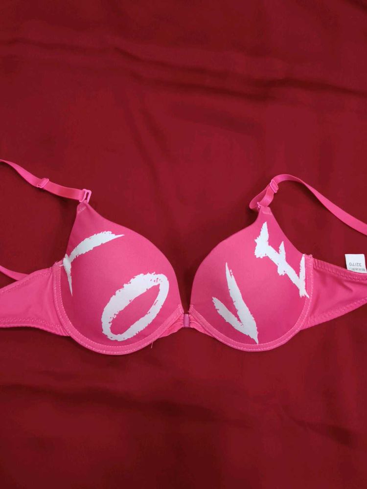 Pink &#39;LOVE&#39;  pushup multifunctional Bra