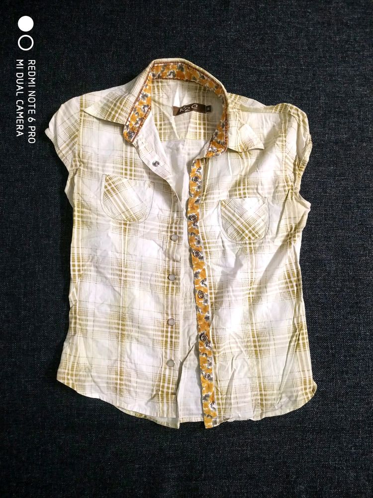 Shirt With Checks &amp; Floral Print