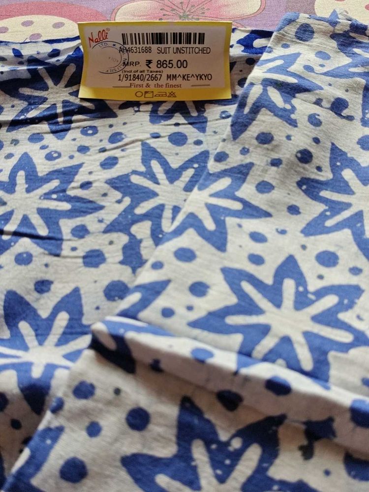 Nalli Unstitched Pure Cotton Suit Set With Dupatta