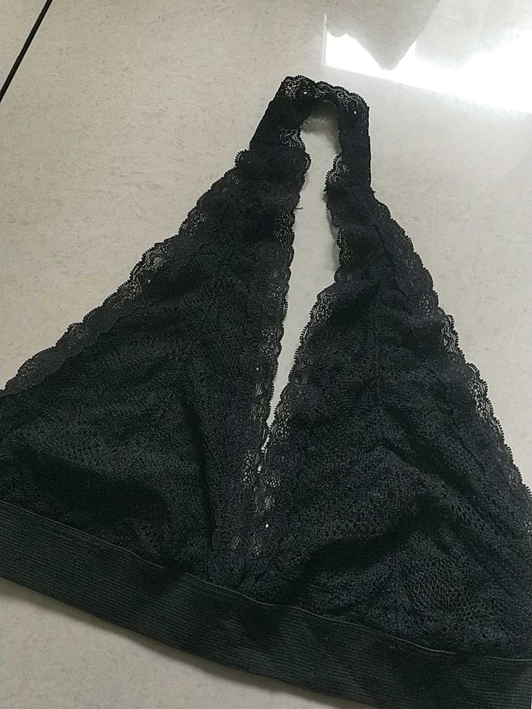 L Black Lace Bralette(zenana)