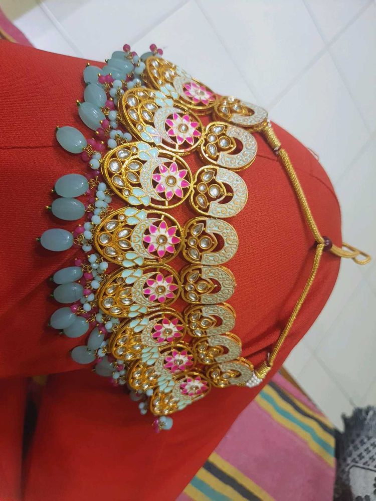 Blue Full Neck Bridal Set