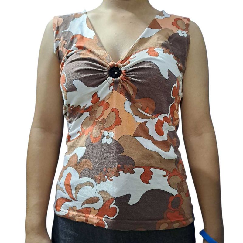 Floral Brown Tank Top