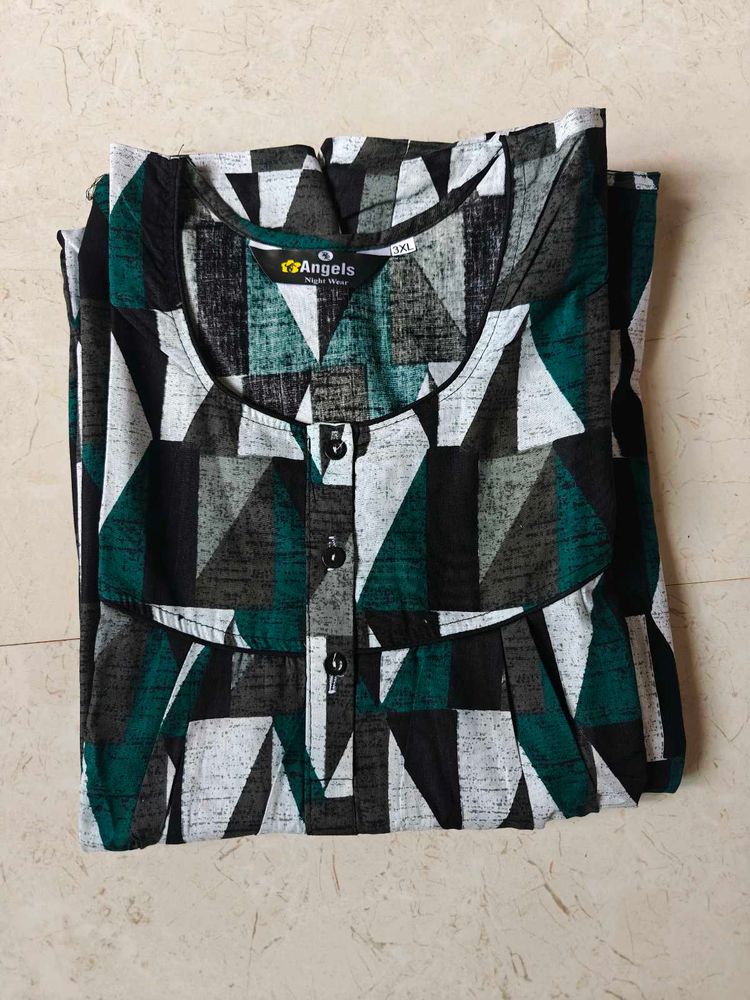 Geometric Print Nightgown - Size 3XL